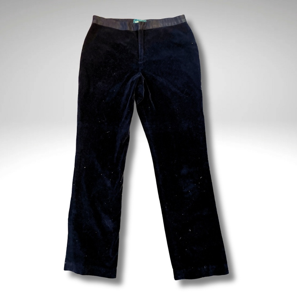 Lauren Ralph Lauren Black Velvet Equestrian Classic Academia Trousers Size 8